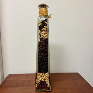 Decorative Glass Bottle with Layered Beans